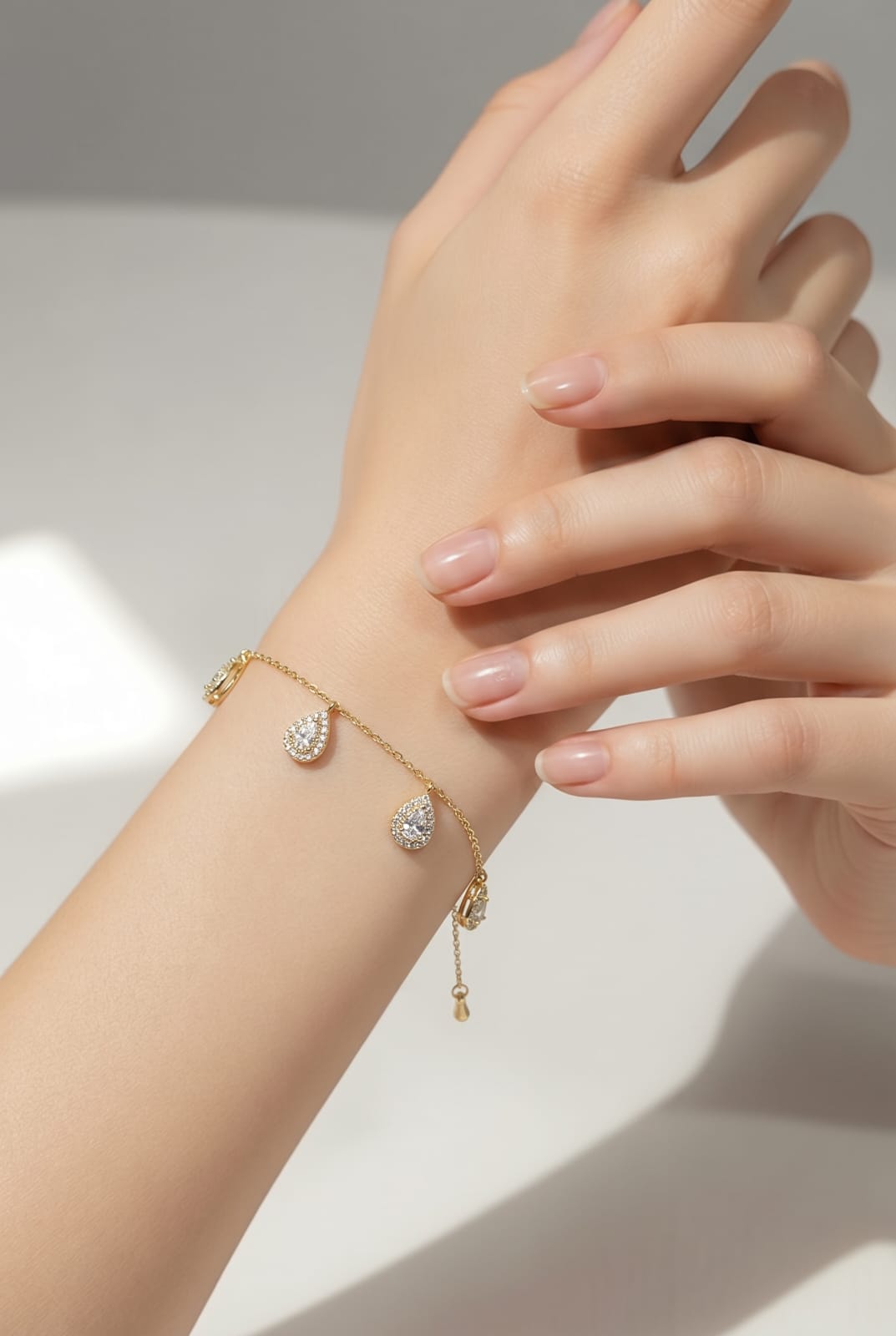 Pavé Teardrop Halo Charm Dangle Bracelet