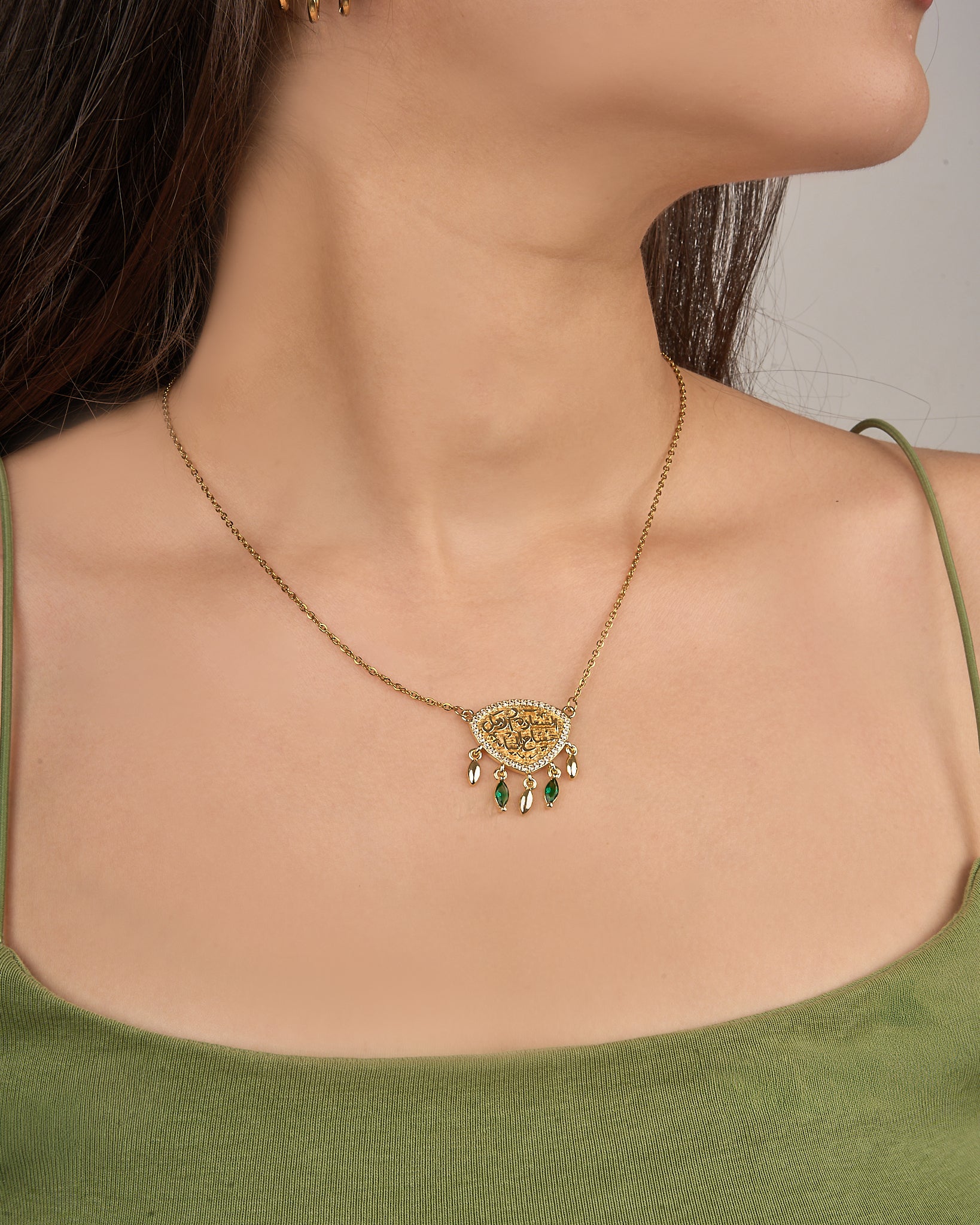 Ayla Heritage Gold Pendant Necklace