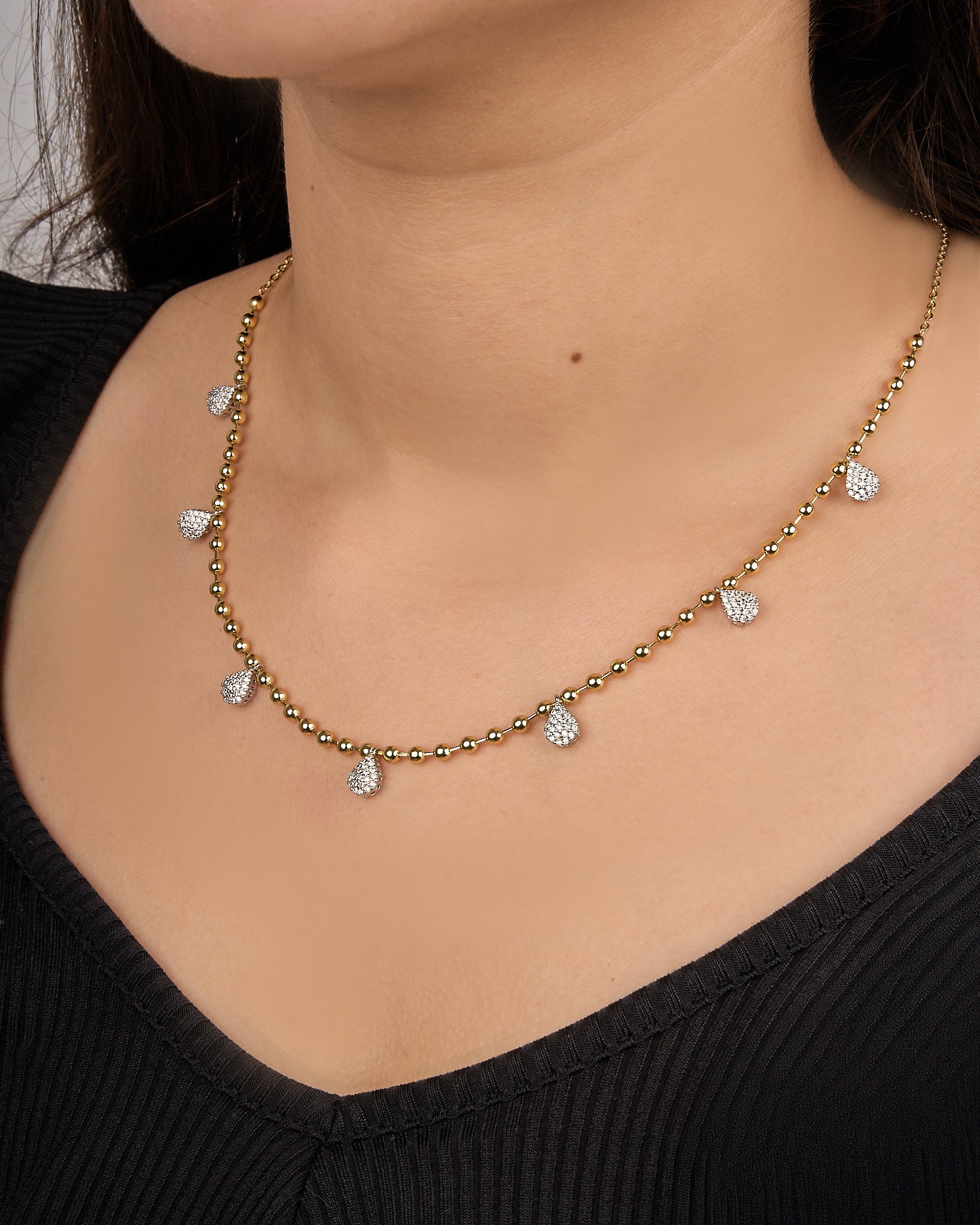 Crystal Rain Drop Charm Necklace