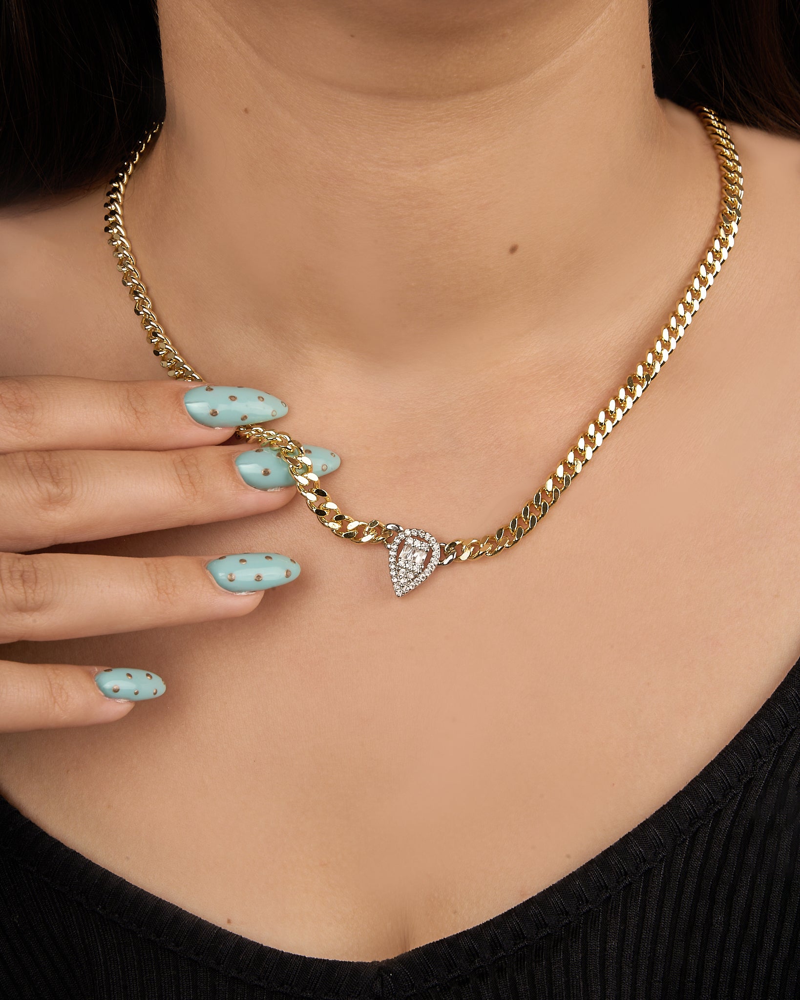 Diamond Drop Cuban Chain Necklace