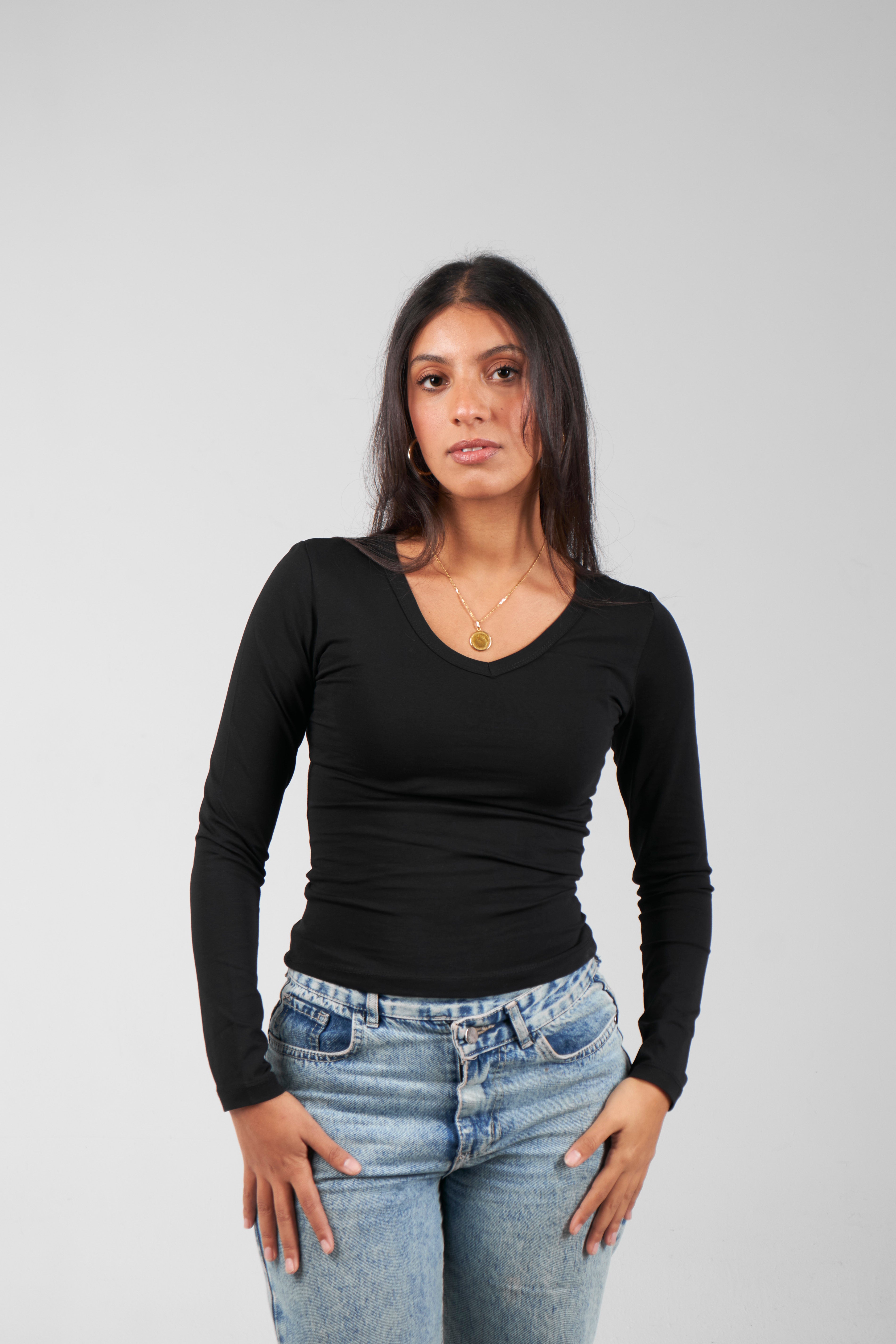 V Neck Long Sleeve Top