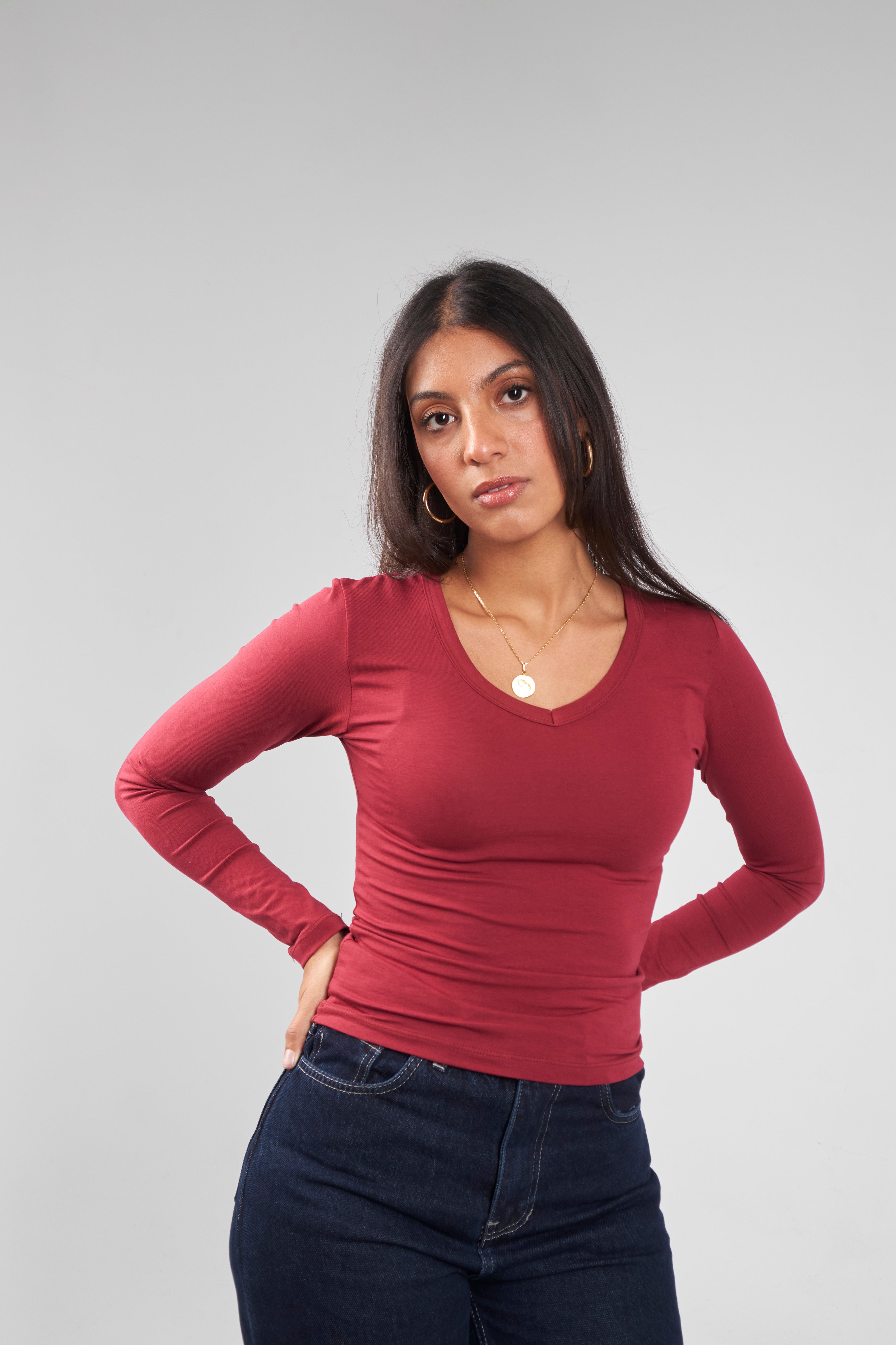 V Neck Long Sleeve Top