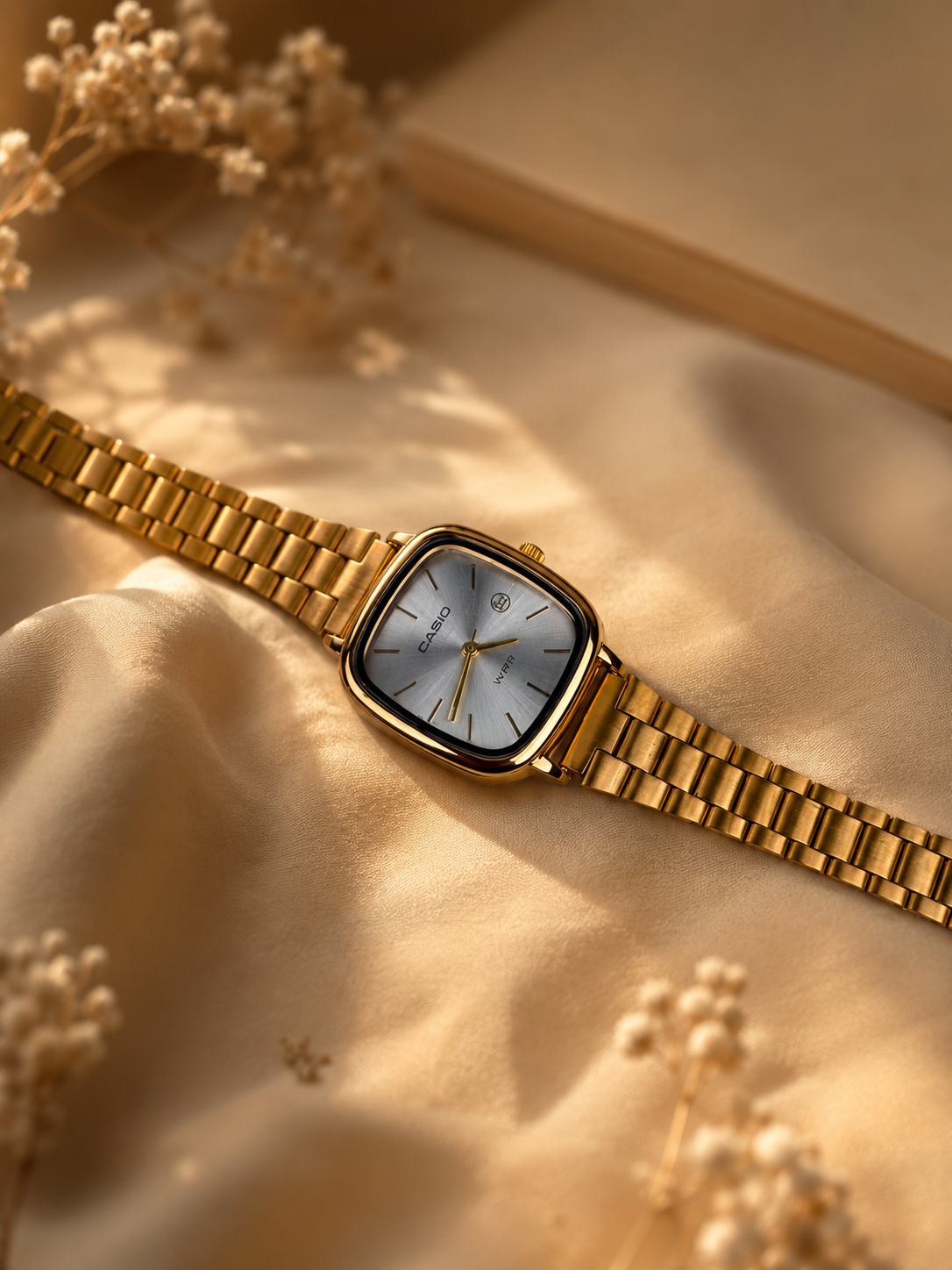 Carré Sunray Dial Gold Cushion Watch