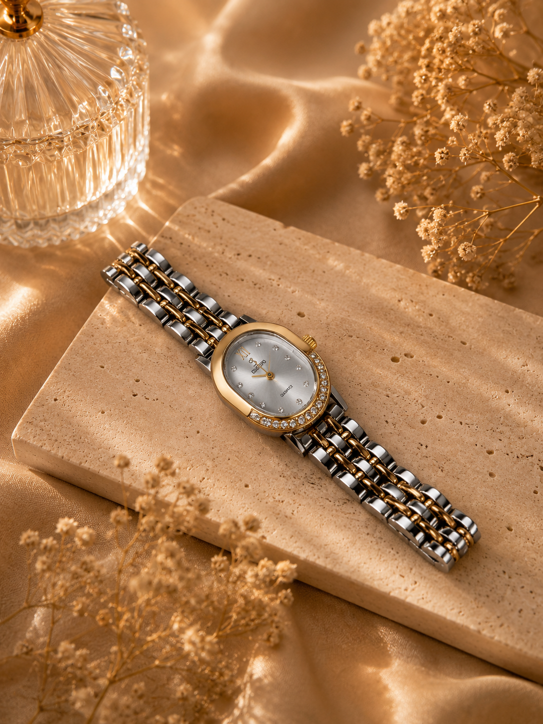 Ellipse Diamond Dial Two-Tone Oval Watch
