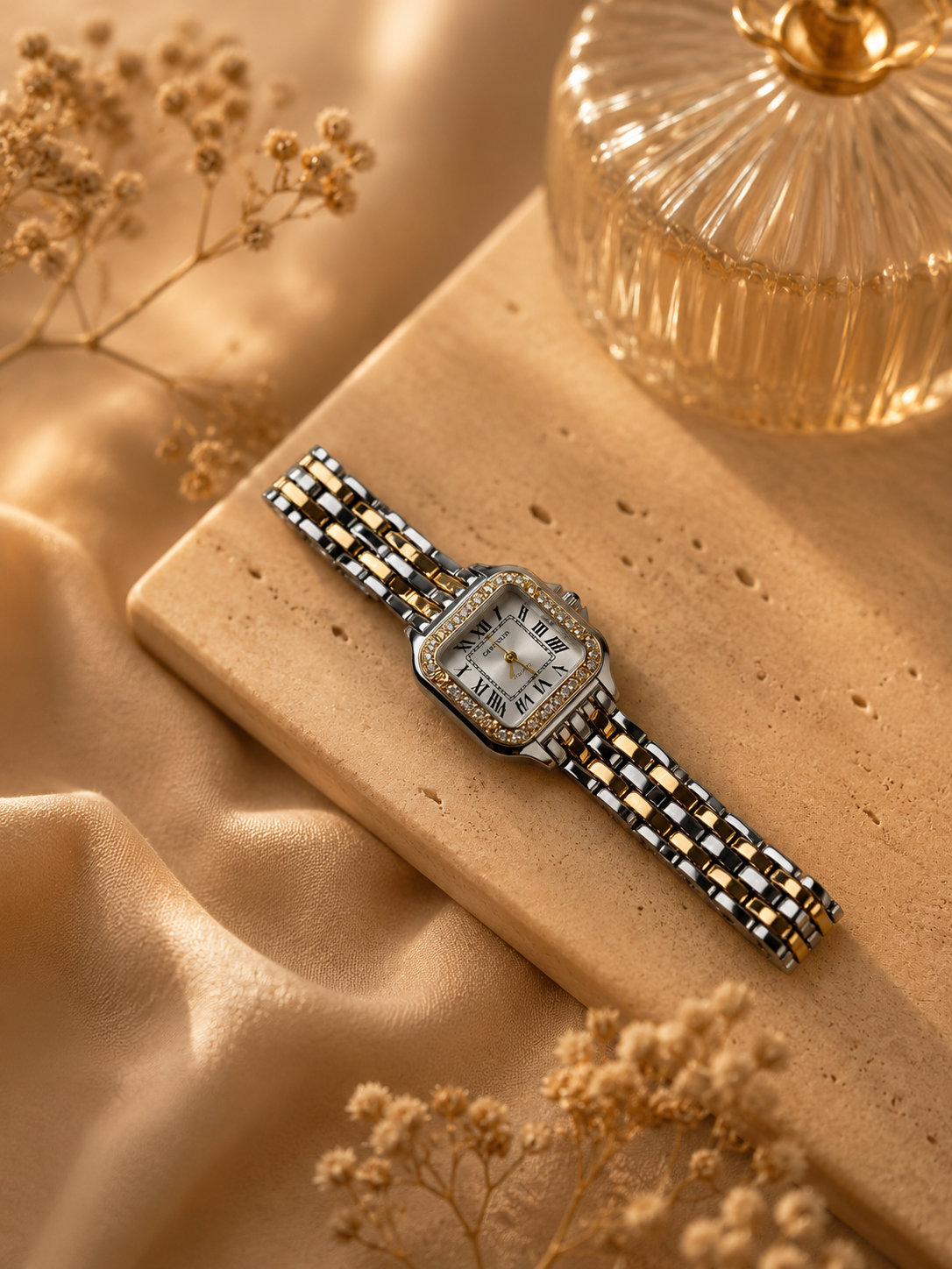 Panthère Carrée Diamond Bezel Two-Tone Square Watch