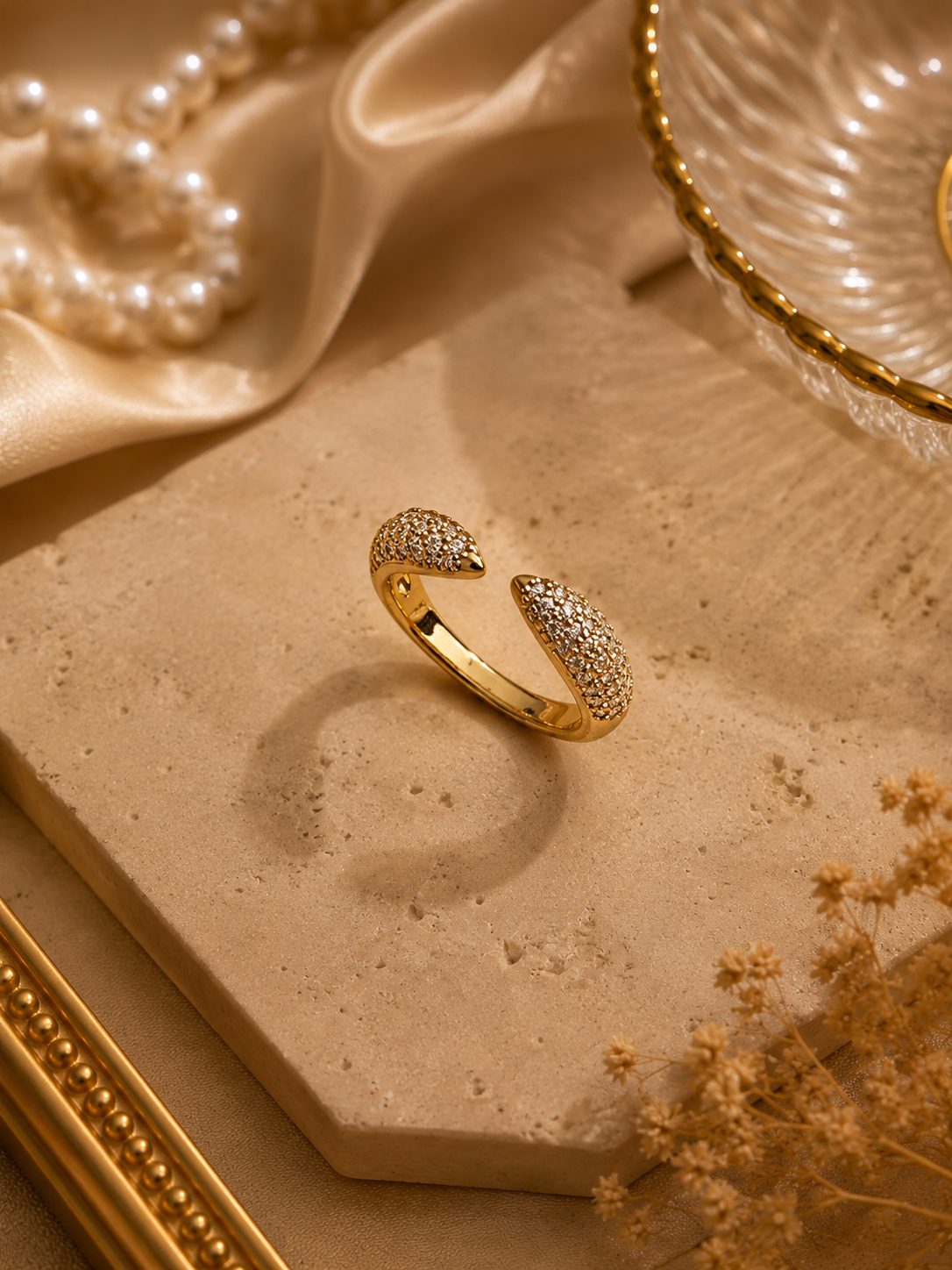 Treillis Double-Row Open Lattice CZ Pink  Ring in Gold