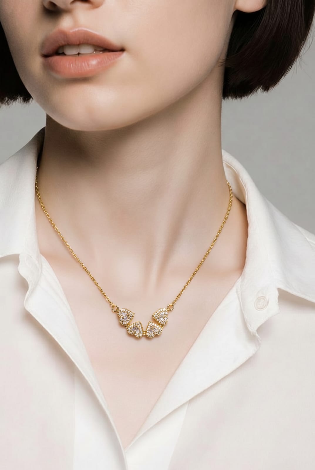 Pavé Four-Leaf Clover Pendant Gold Chain Necklace