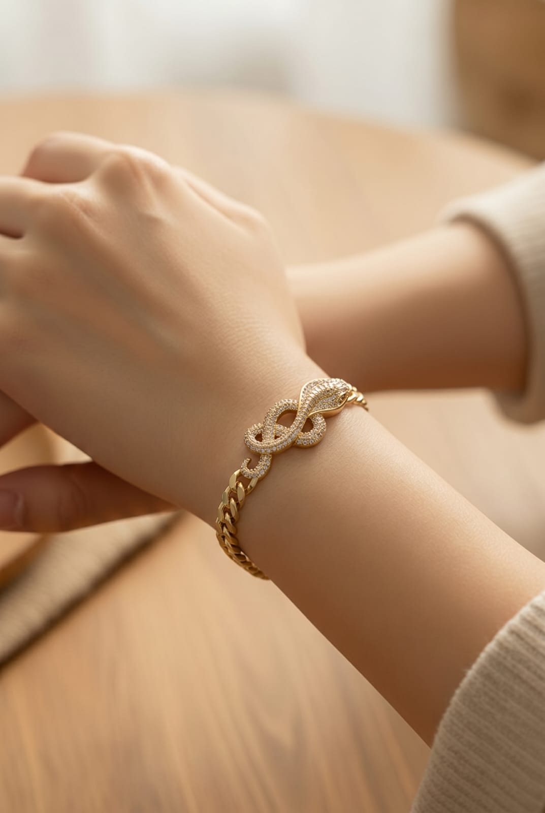 Pavé Serpent Cuban Chain Bracelet