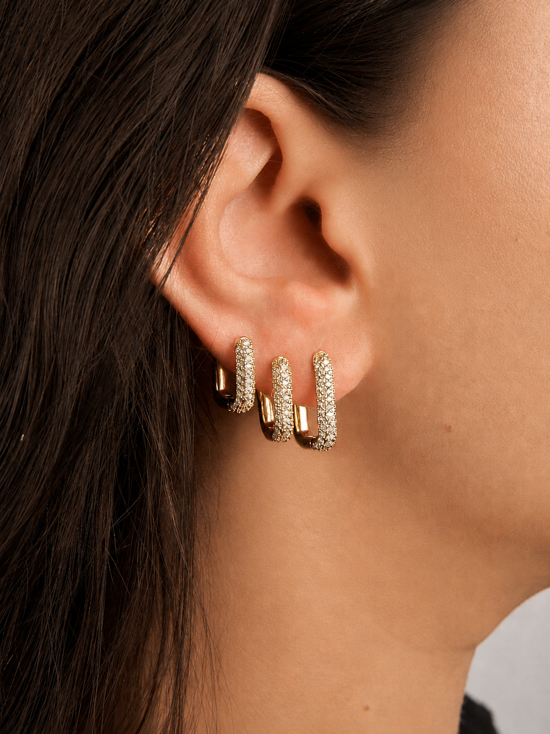 Trio Pavé Huggie Hoop Earring Set