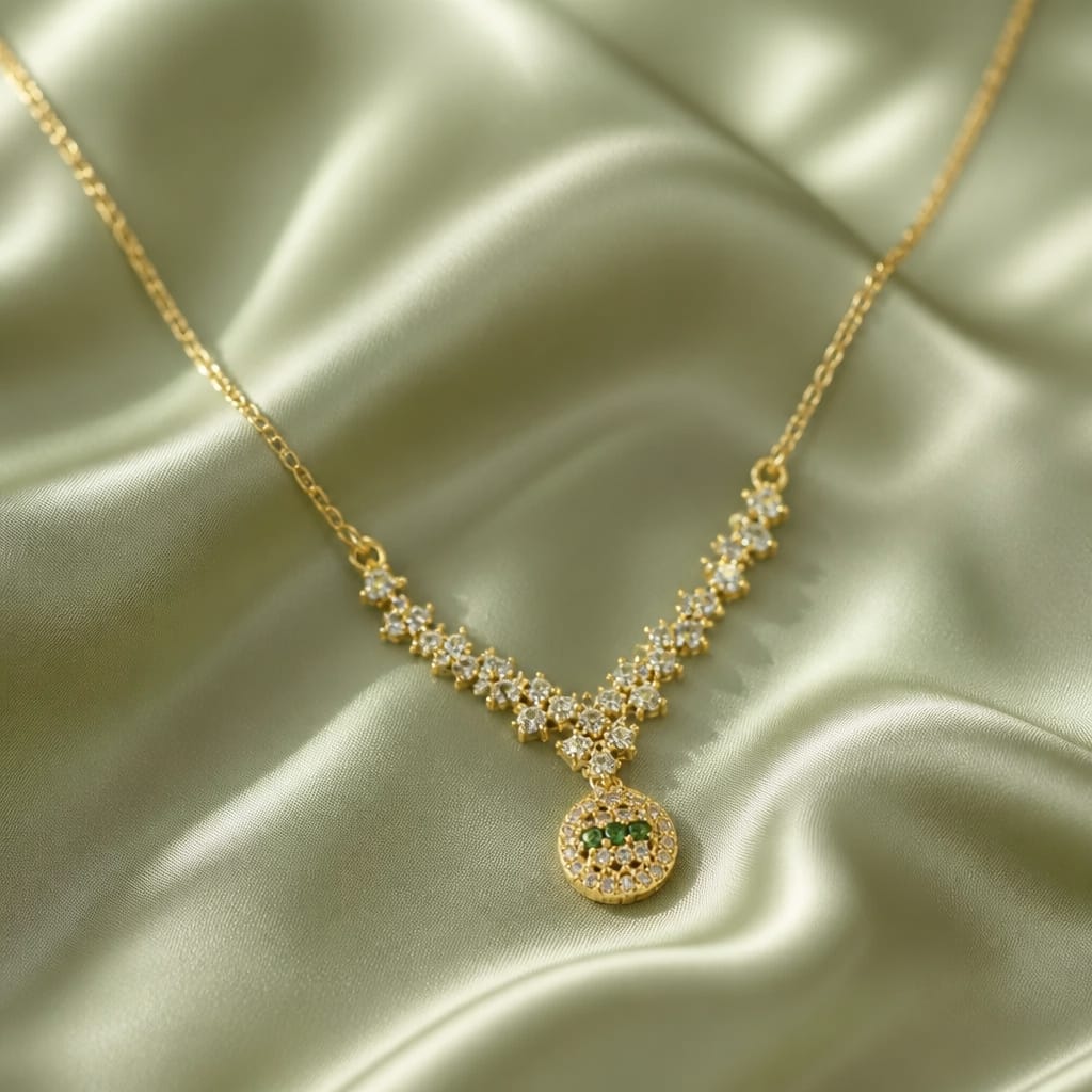Emerald Halo Crystal Cluster Drop Necklace