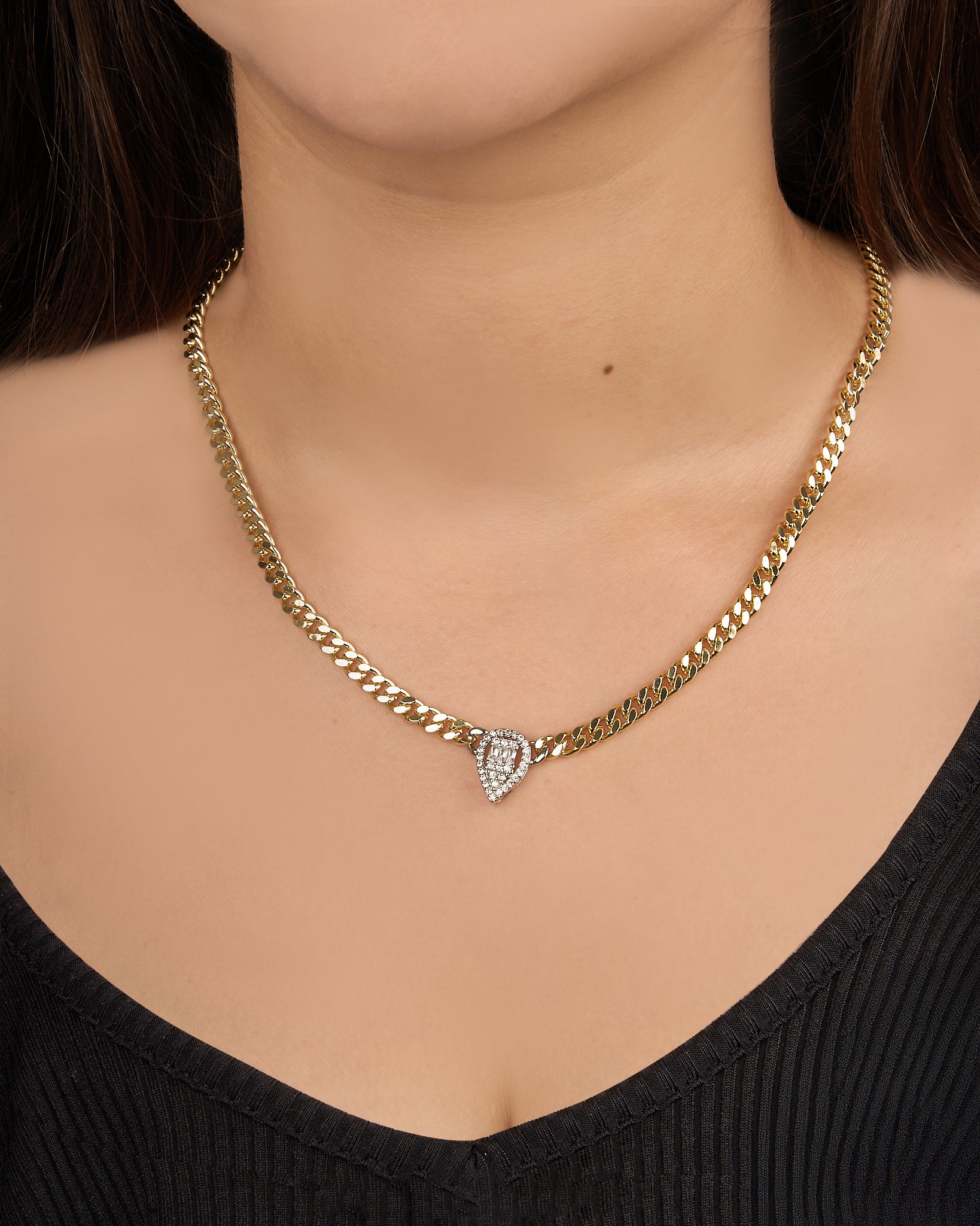 Diamond Drop Cuban Chain Necklace