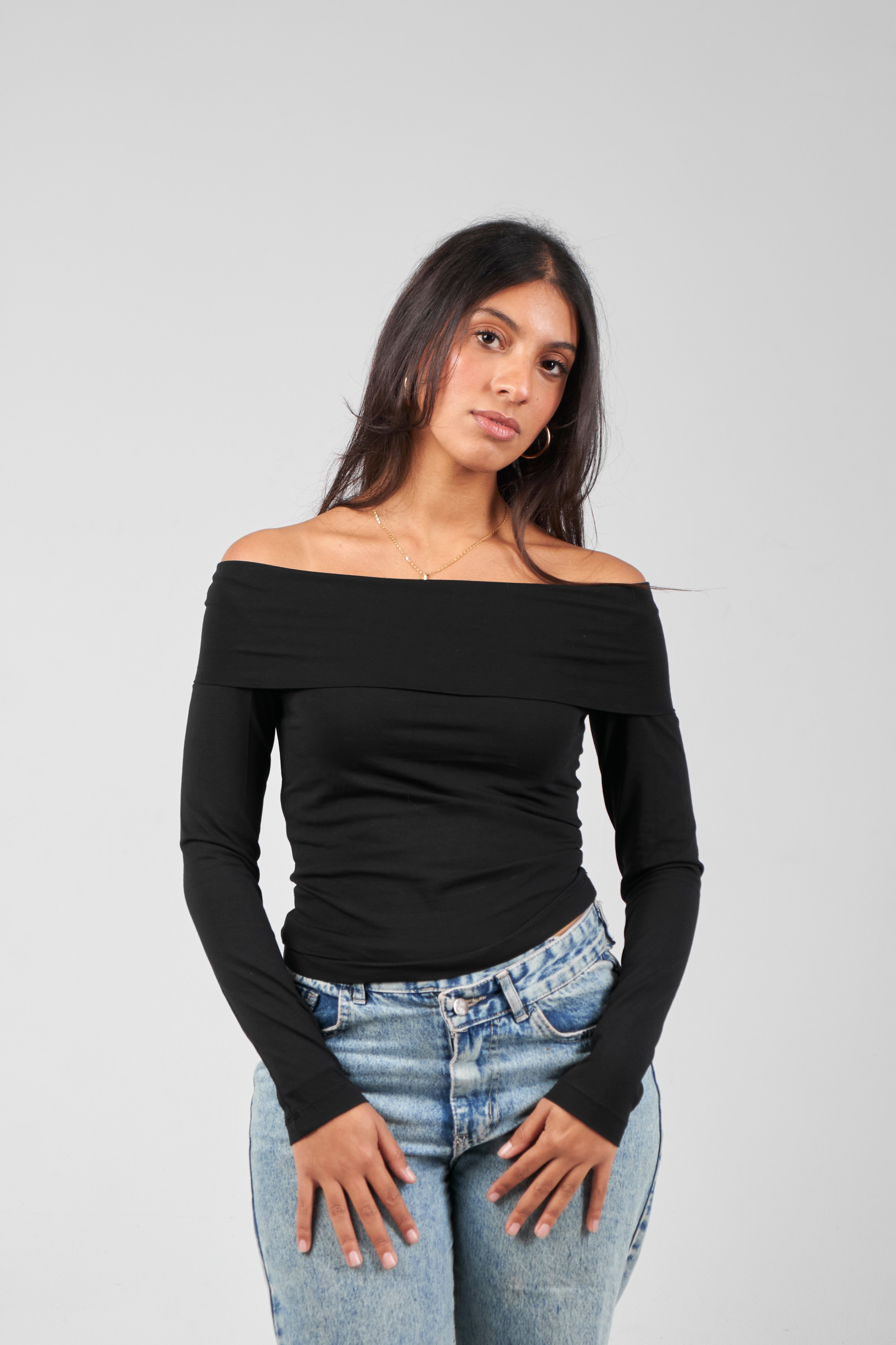 Off-Shoulder Long Sleeve Top