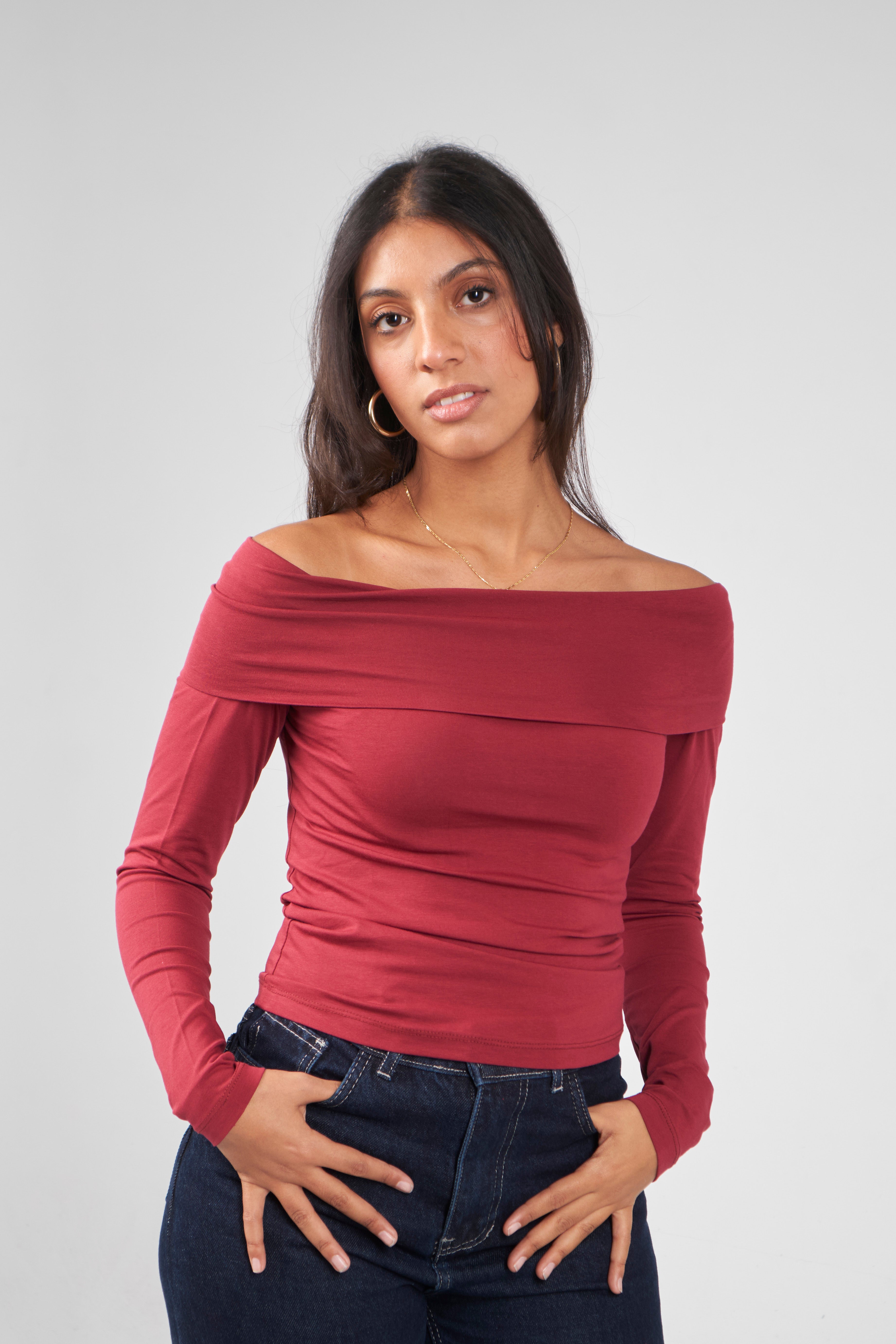 Off-Shoulder Long Sleeve Top