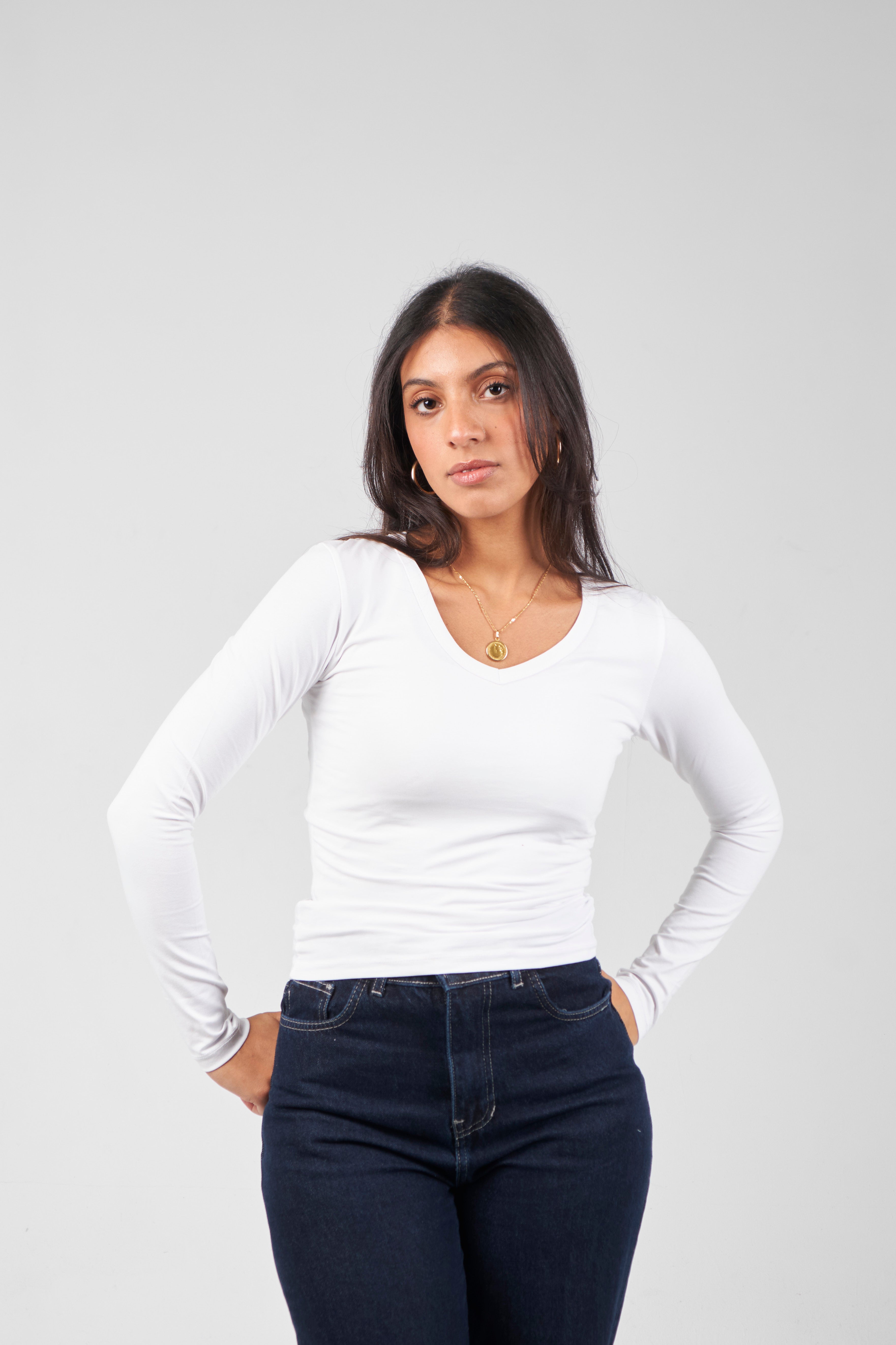 V Neck Long Sleeve Top