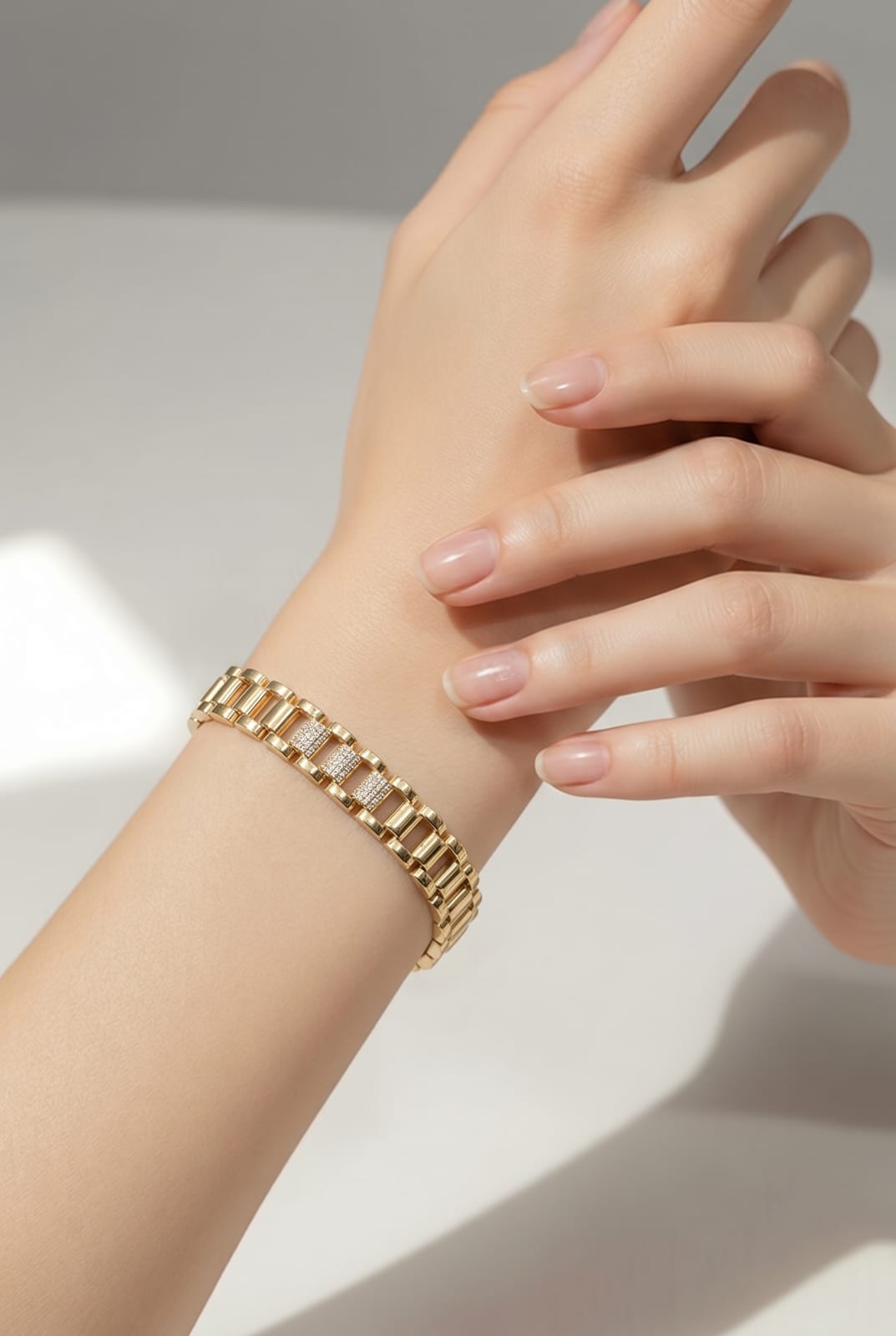 Pavé Crystal Watchband Link Bracelet