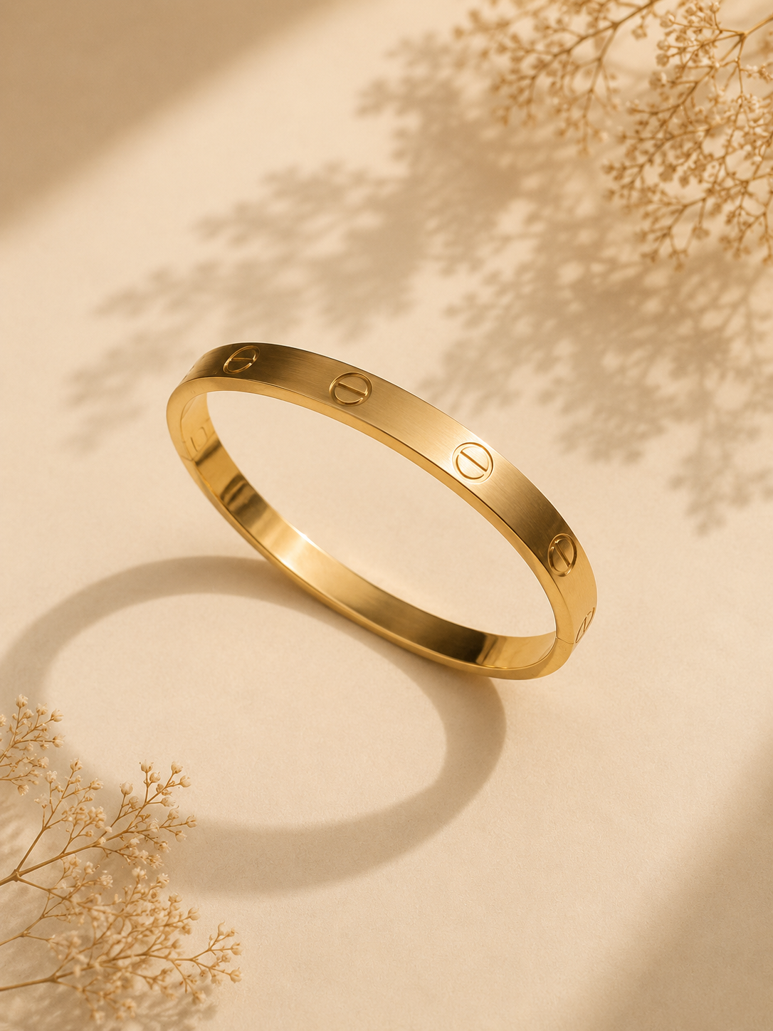 Amour Screw Motif Bangle in Gold