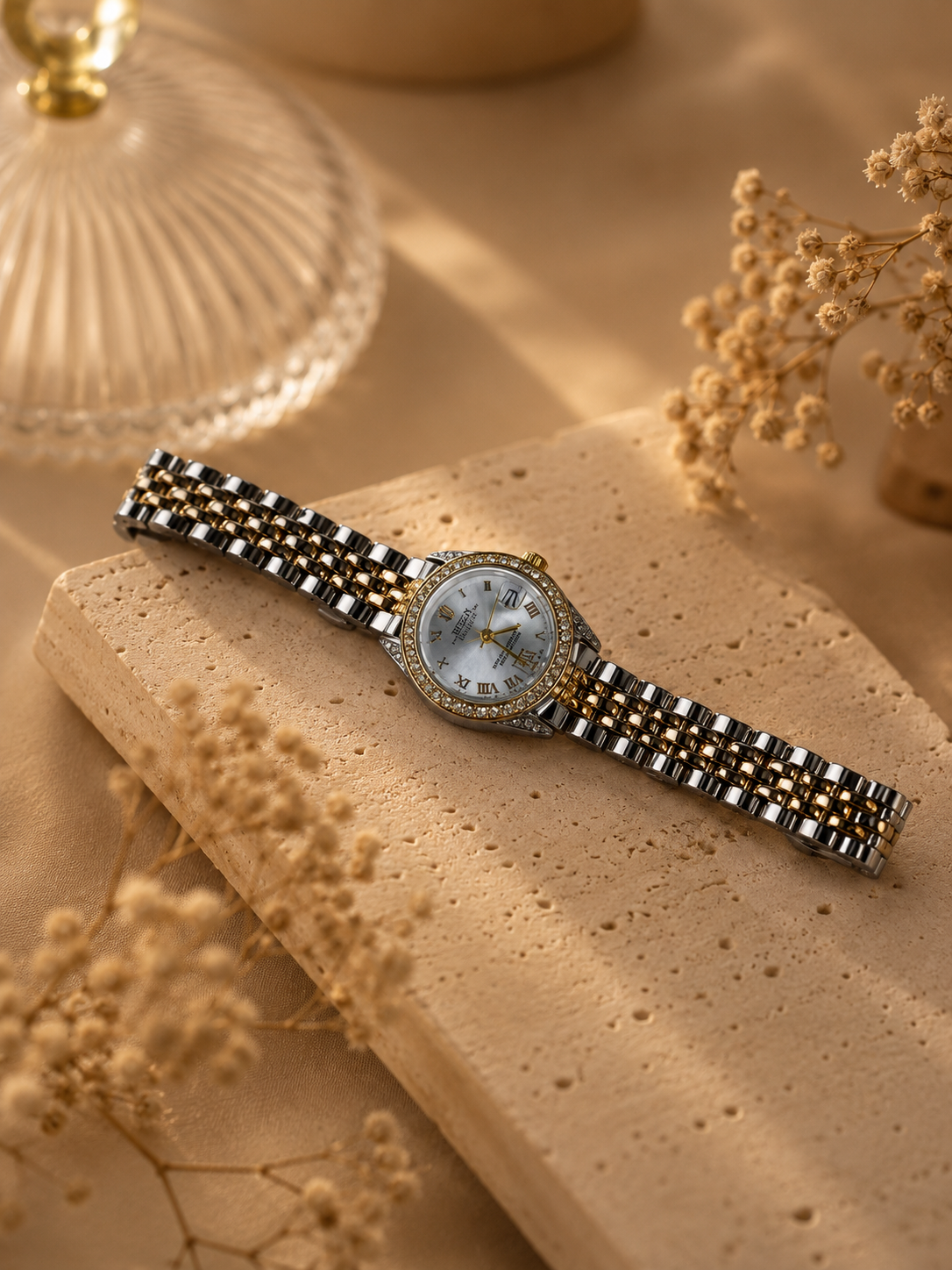 Couronne Double Diamond Bezel Two-Tone Jubilee Watch
